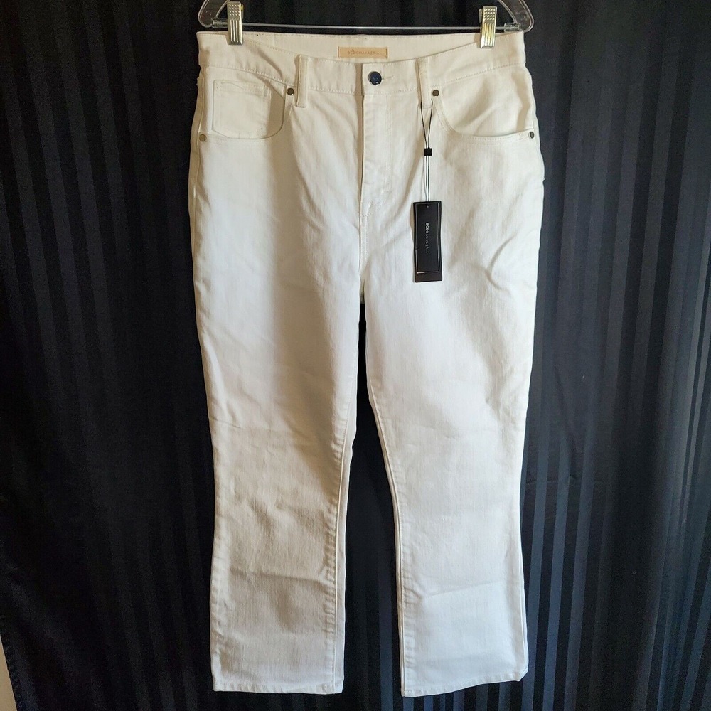 BCBGMAXAZRIA Women Optic White High Rise Straight Leg Jeans Size 30